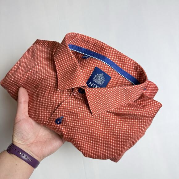 Designer Brand AVENUE 21 Button Sport‎ Shirt Rust Red Cotton MEN'S 2XL MSRP $145 - Picture 11 of 11